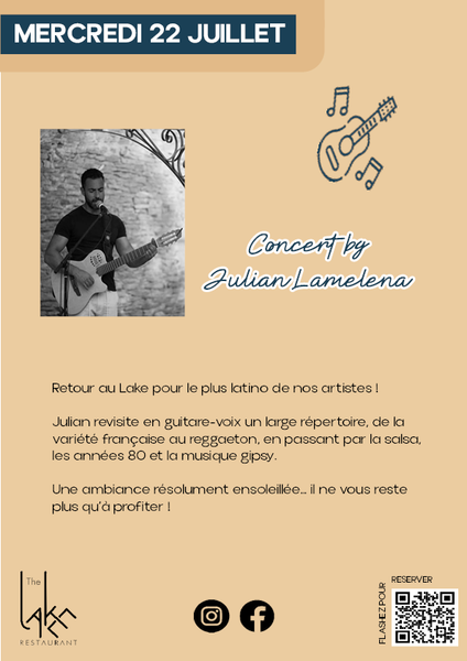 Affiche : Concert de Julian Lamelana au restaurant The Lake_Trept