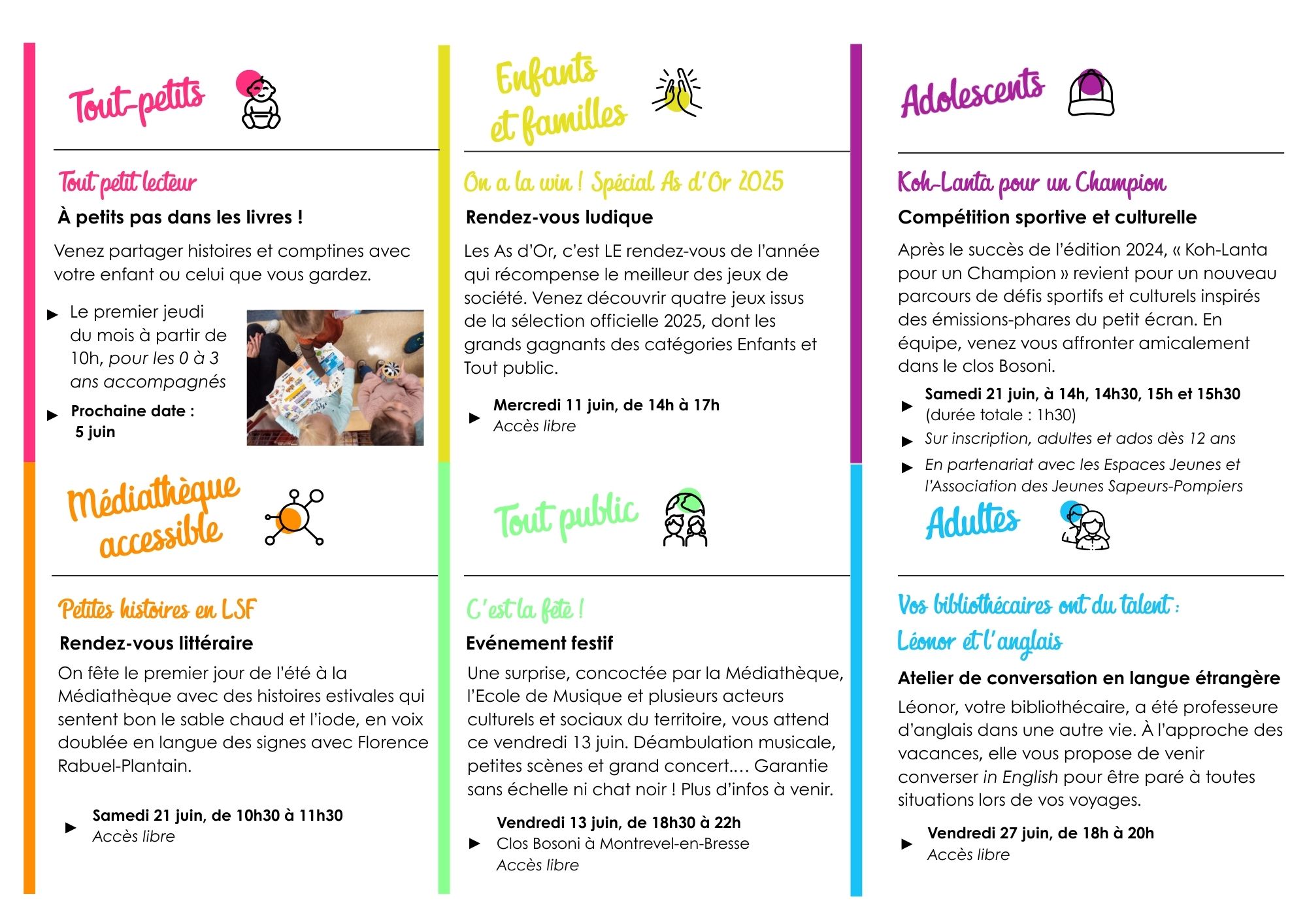 les rendez-vous de votre médiathèque : juin 2025