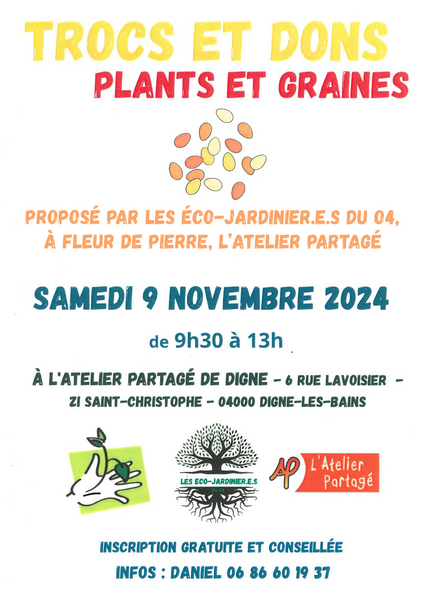 Trocs de semences et plants à Digne&period Le 9 nov 2024