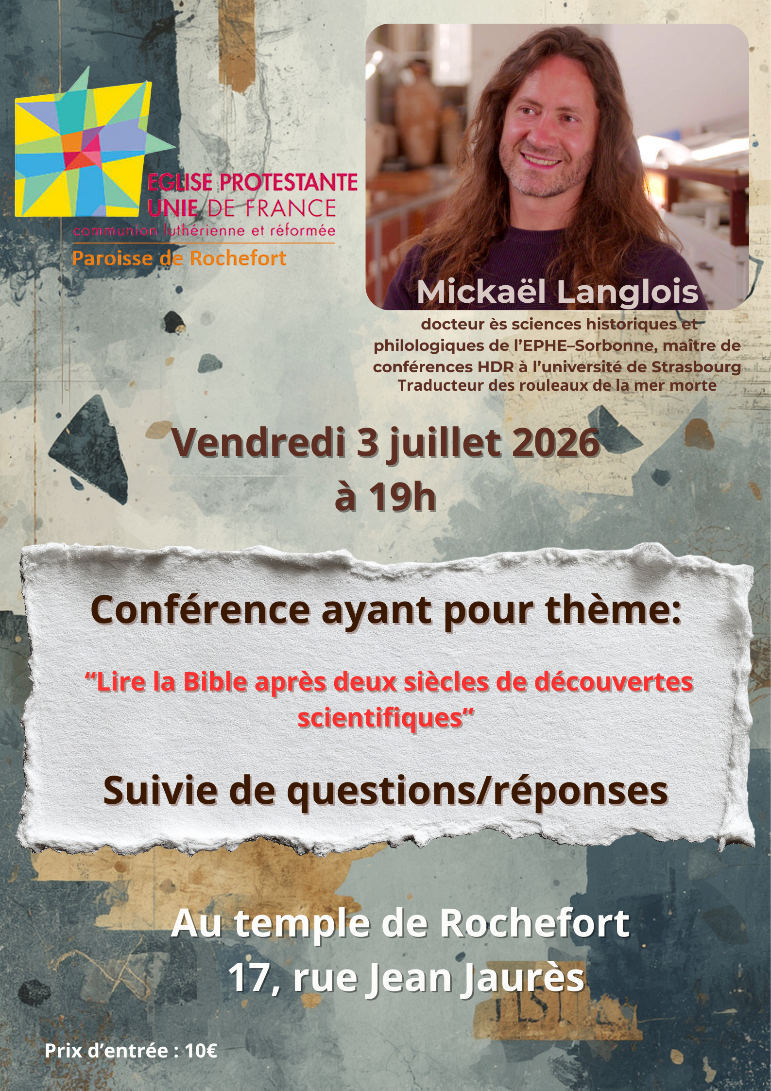 Conférence : Lire la Bible après 2 siècles de découvertes scientifiques