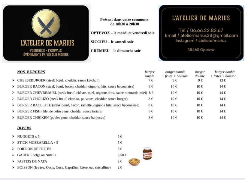 Food truck L'atelier de Marius à Optevoz_Optevoz