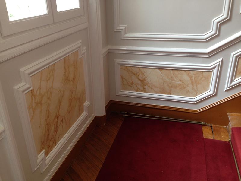 Peinture décorative, patine marbrée par l'atelier ML Dubar 