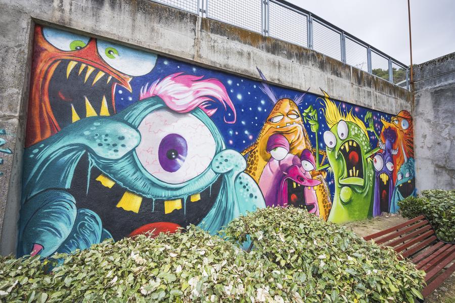 Fresque : Jeux de monstres_Moûtiers