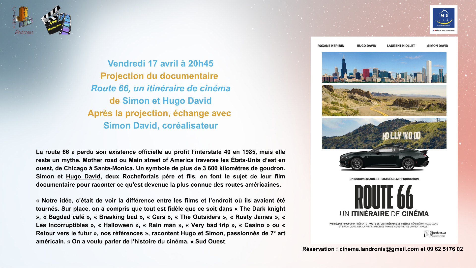 Projection documentaire "Route 66"