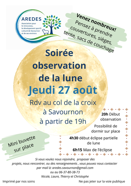 Soirée astro : observation de la lune et éclipse partielle de lune