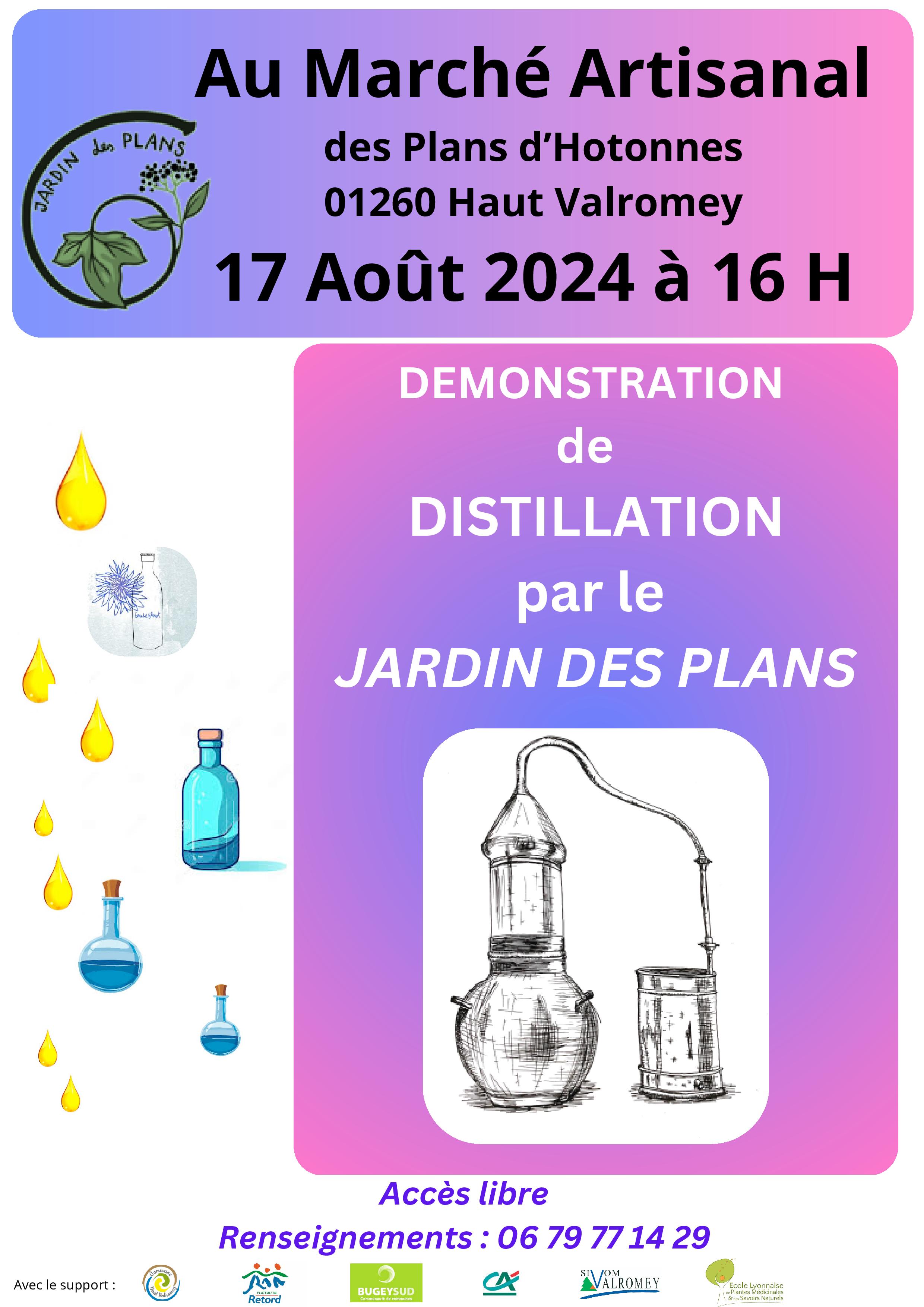 Démonstration de distillation   aux Plans d'Hotonnes