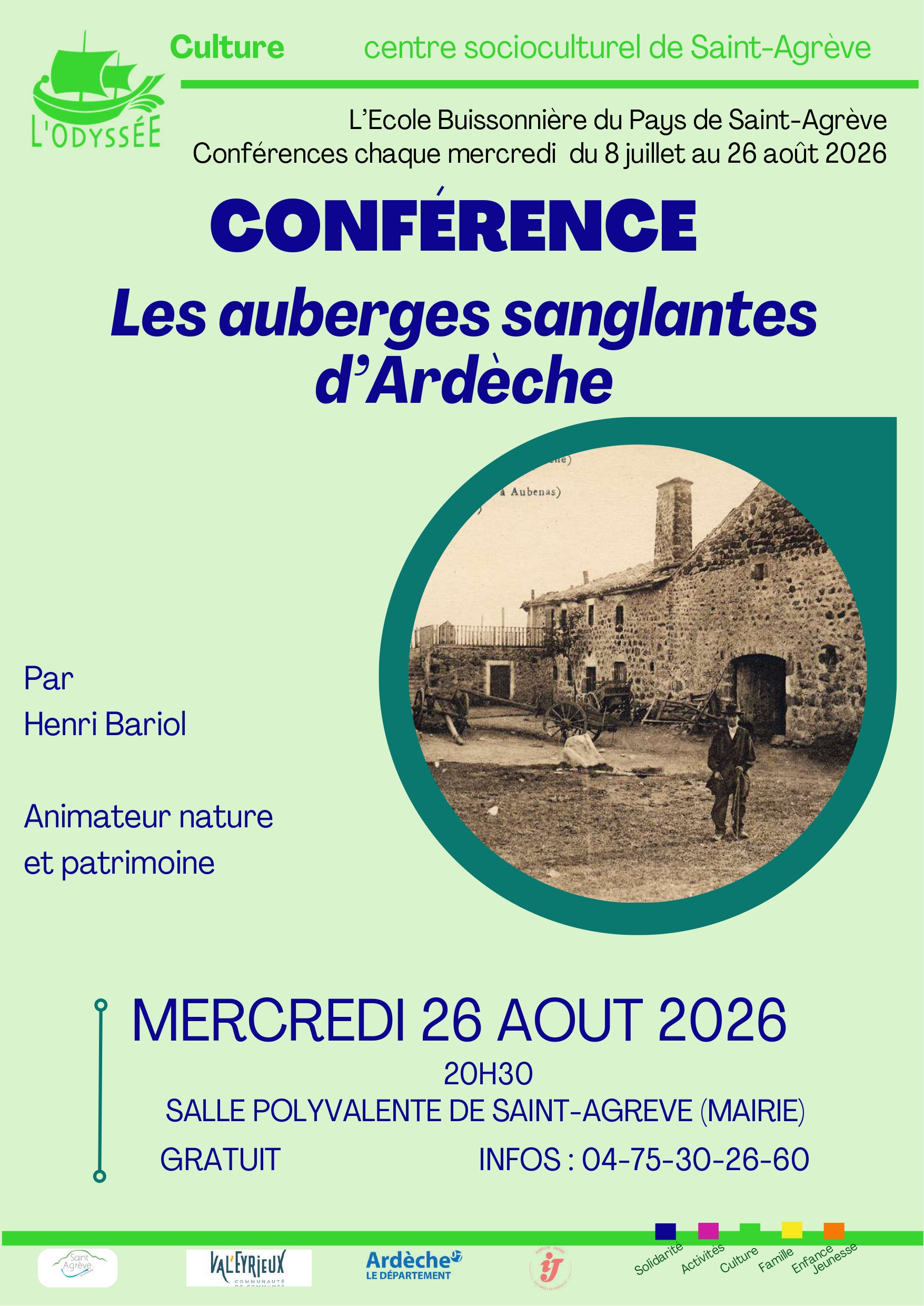 Conférence de l'école buissonnière - Les auberges sanglantes d'Ardèche à Saint-agrève — le 26 août 2026