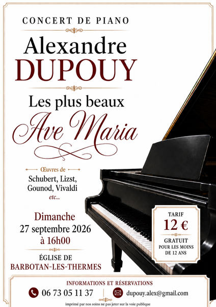 Concert Piano d'Alexandre DUPOUY à Barbotan_Cazaubon