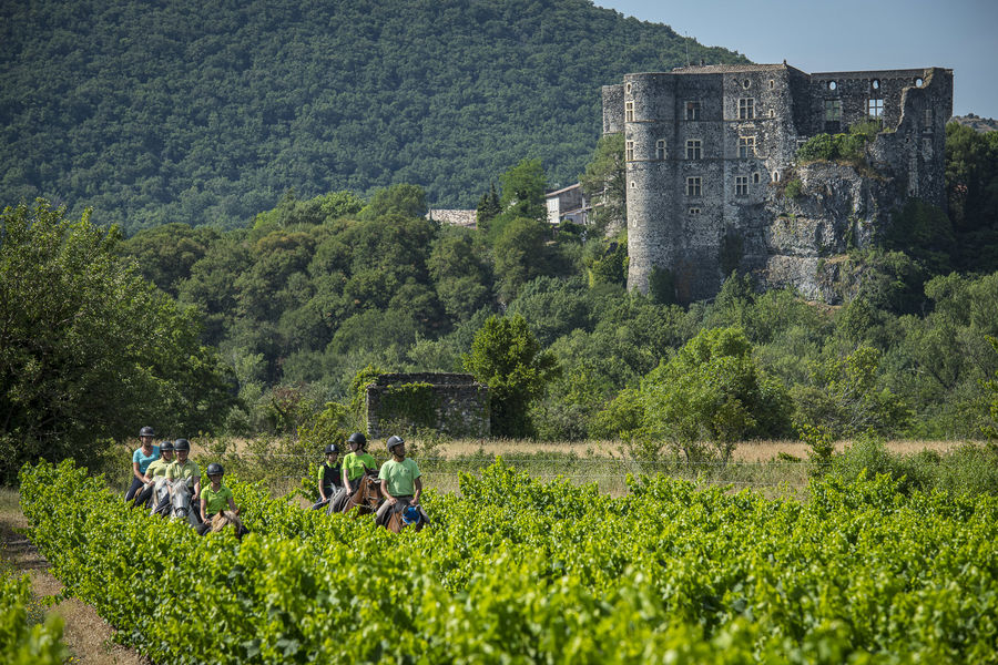 Alba site antique château cheval équitation vignes