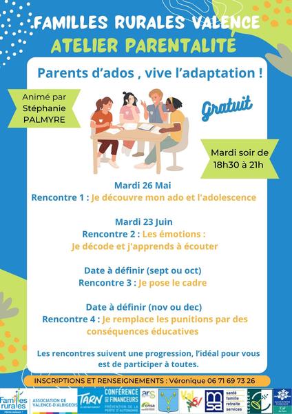 Atelier parentalité : parents d'ados, vive l'adaptation !