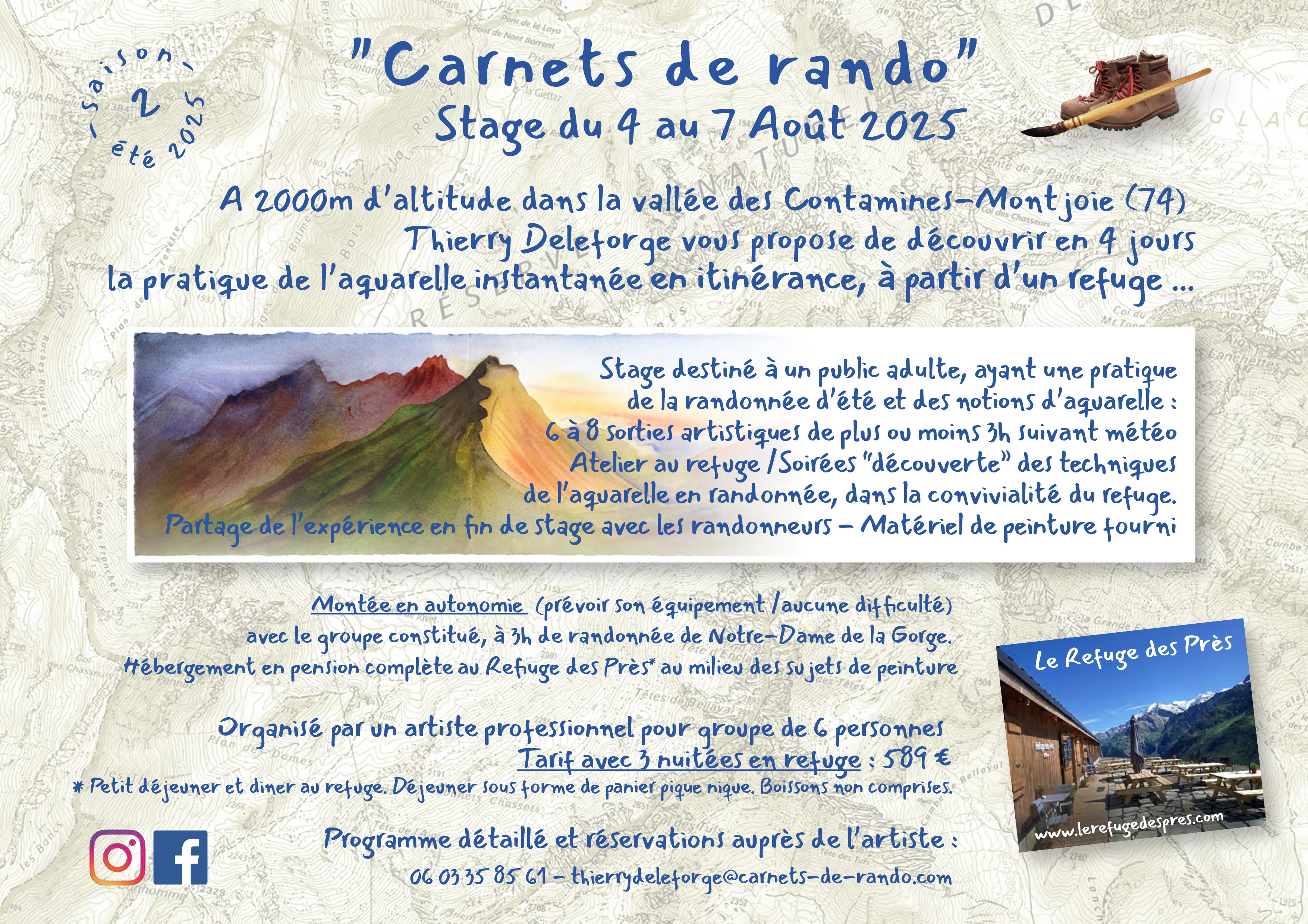 Carnets de rando : stage d'aquarelle dans les montagnes des Contamines