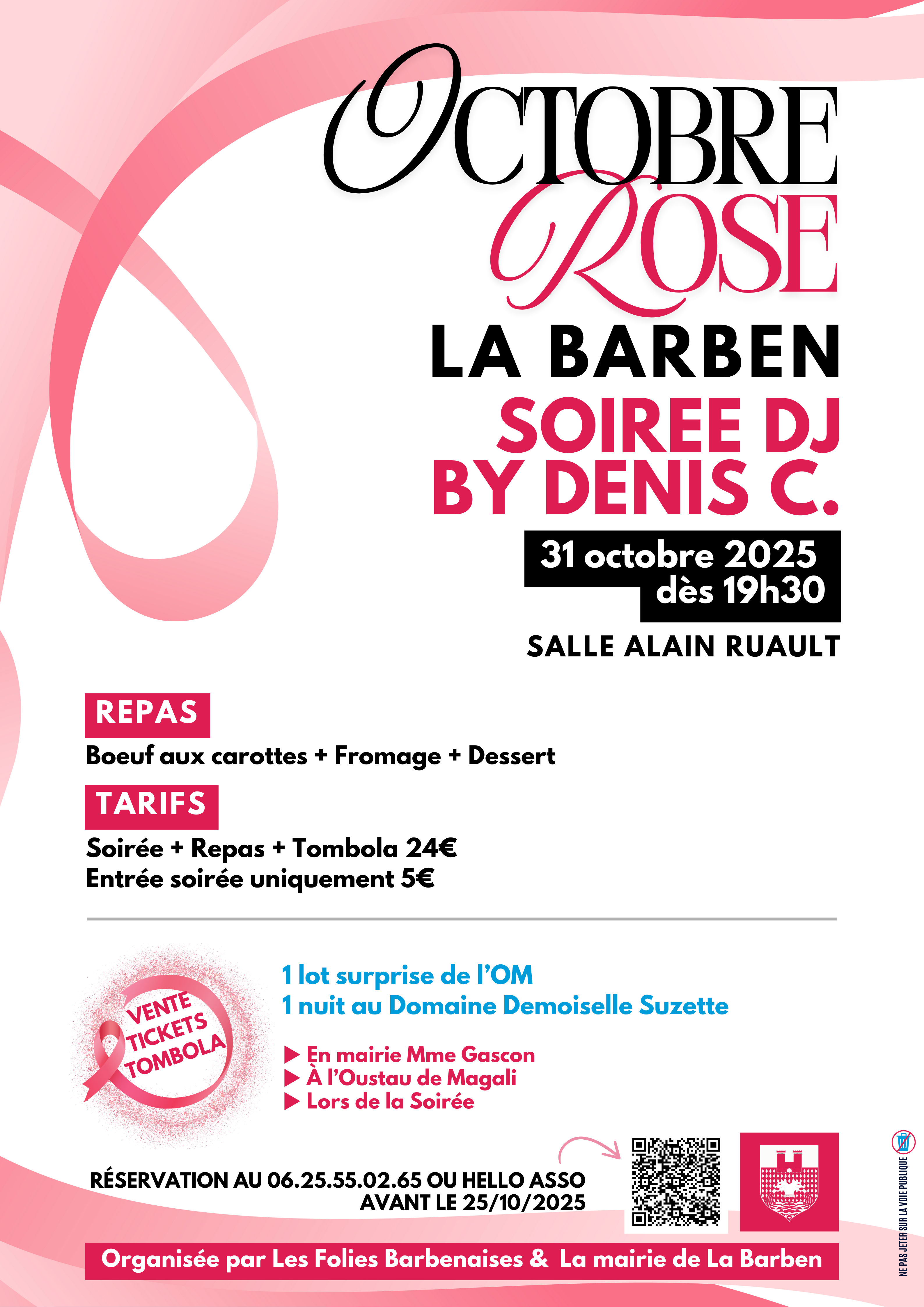 Soirée Octobre Rose à La Barben - Repas et DJ