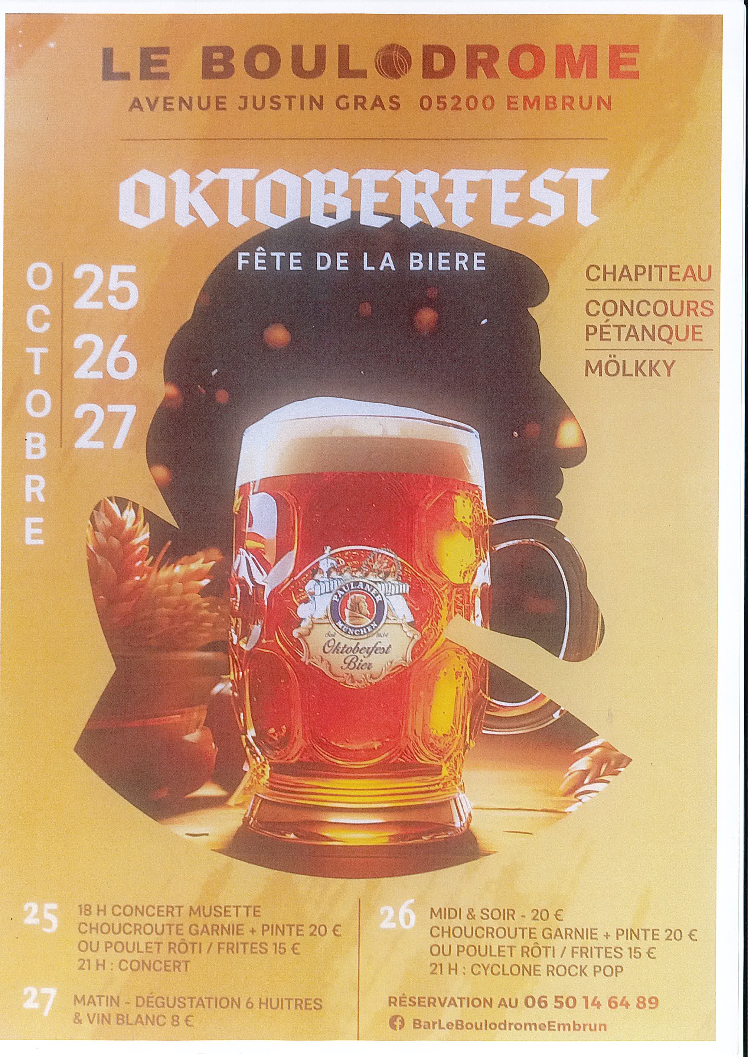 Fête de la bière Oktoberfest Boulodrome EMBRUN