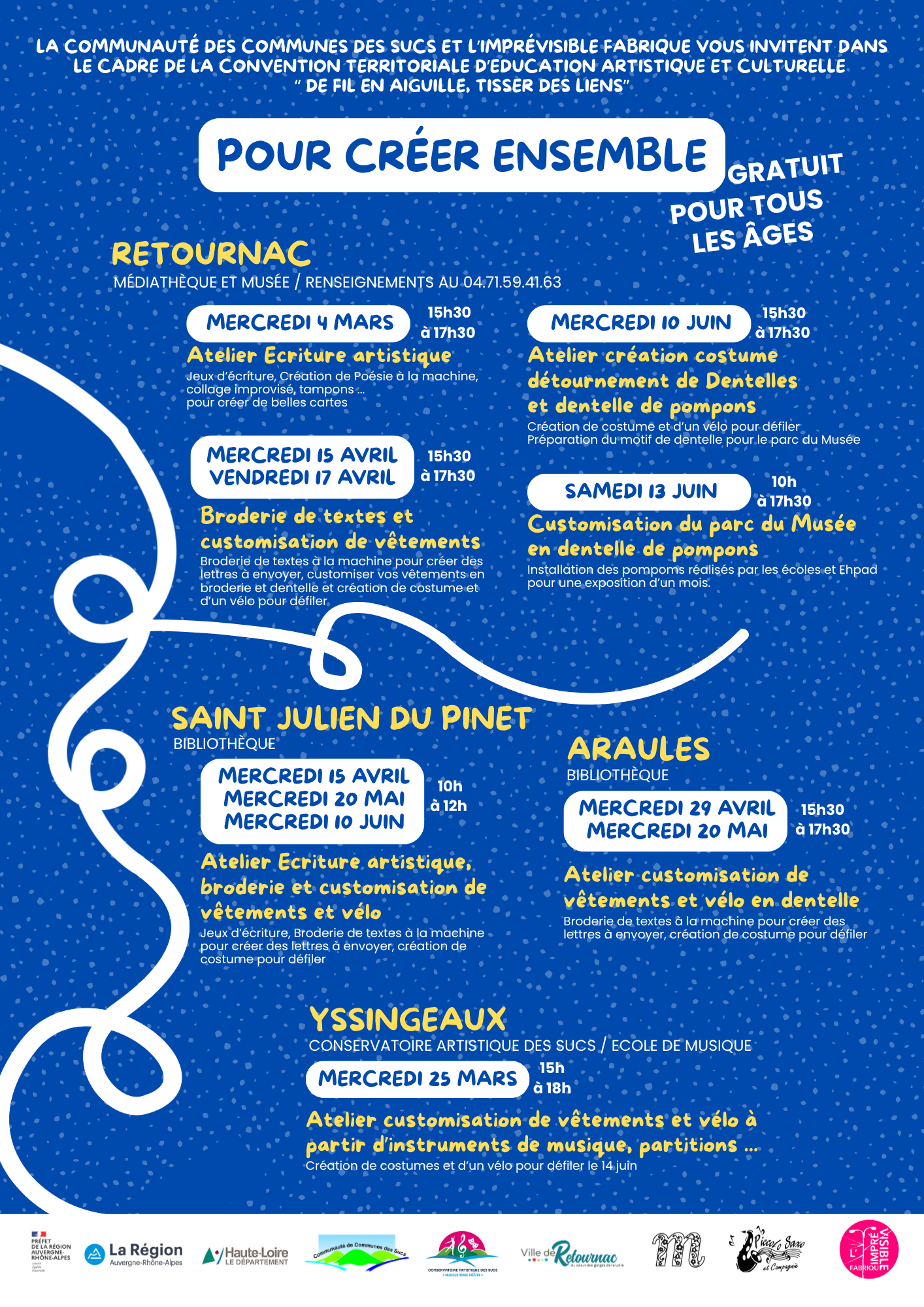 De fil en aiguille, tisser des liens - Customisation du parc du Musée en dentelle de pompons
