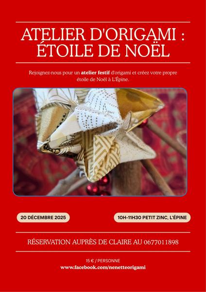 Atelier origami : étoile de Noël_L'Épine - © Le Petit Zinc