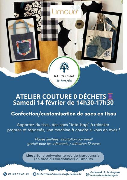 Atelier couture 0 déchets des Terriens du Hurepoix