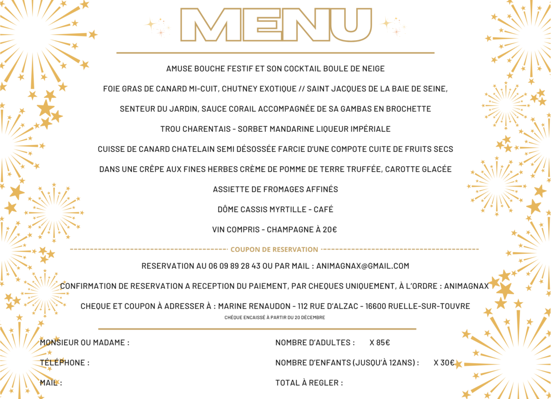 Réveillon du nouvel an du comité Animagnax