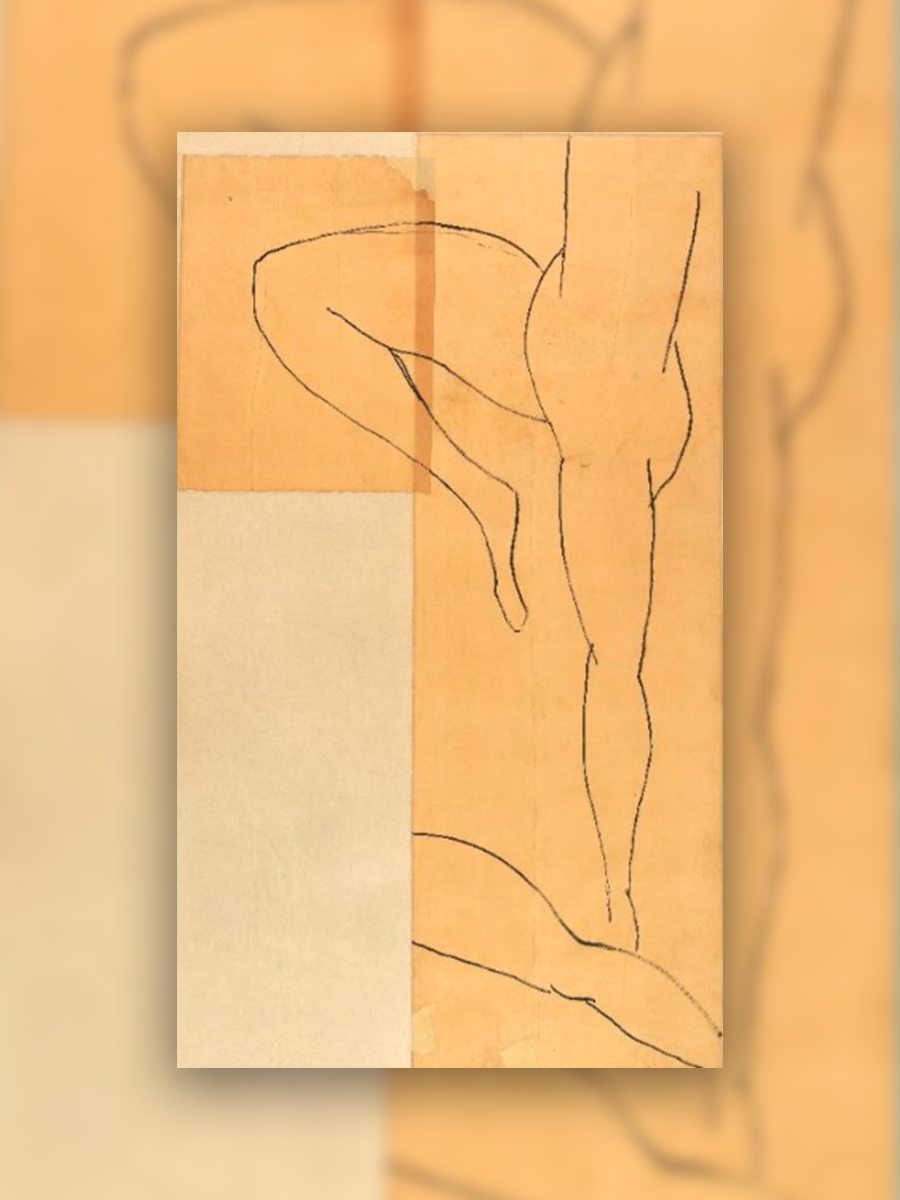 Henri Matisse, La Danse, première version. Esquisse à l’échelle de la figure centrale, 1930-1931, encre de Chine et pinceau sur deux feuilles de papier calque, 335 × 194,5 cm, donation de M. Gérard Matisse à l’État français pour dépôt au Musée Matisse Nice, 1988, musée d’Orsay, Paris