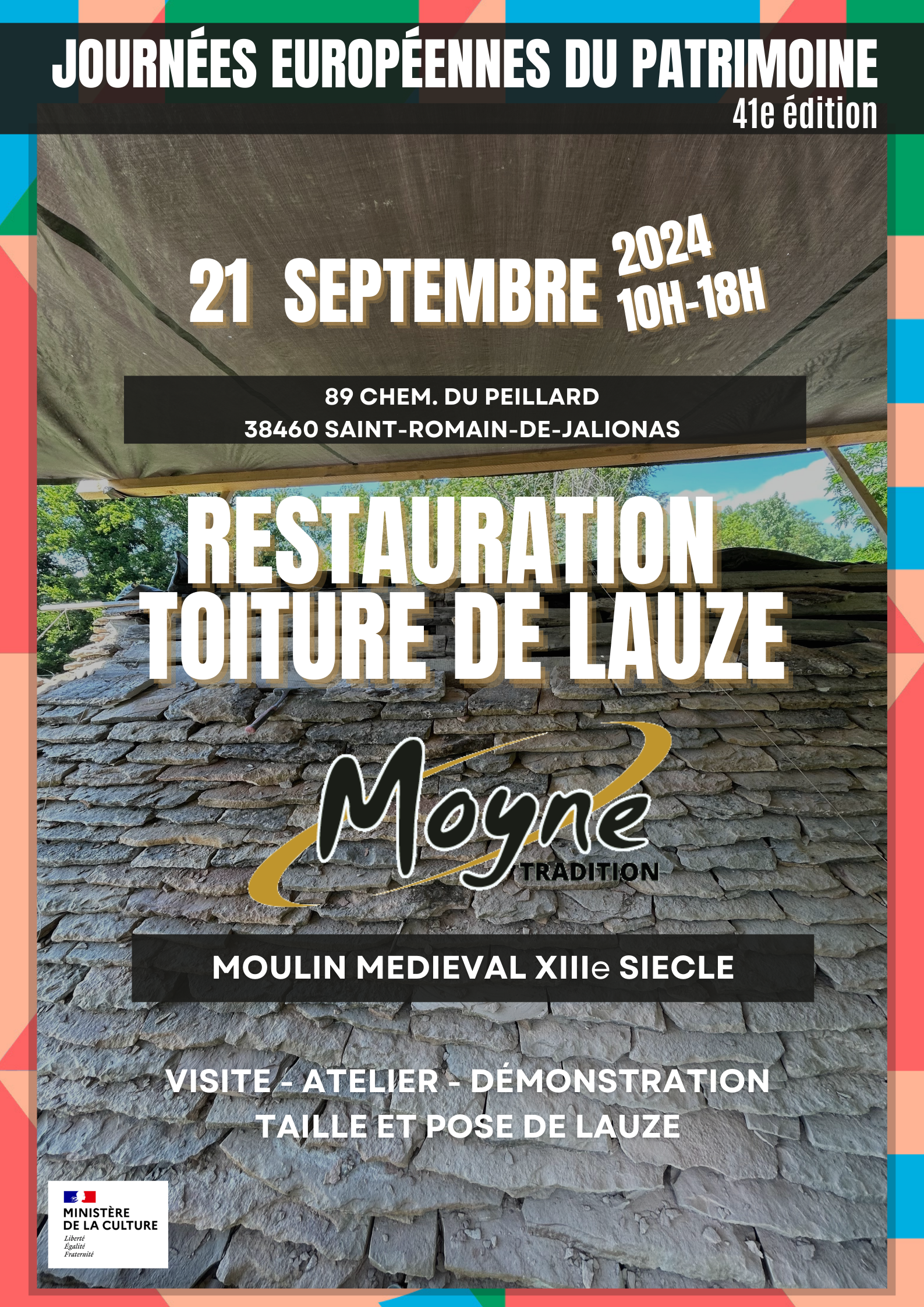 Restauration de la toiture de lauze du Moulin du Peillard