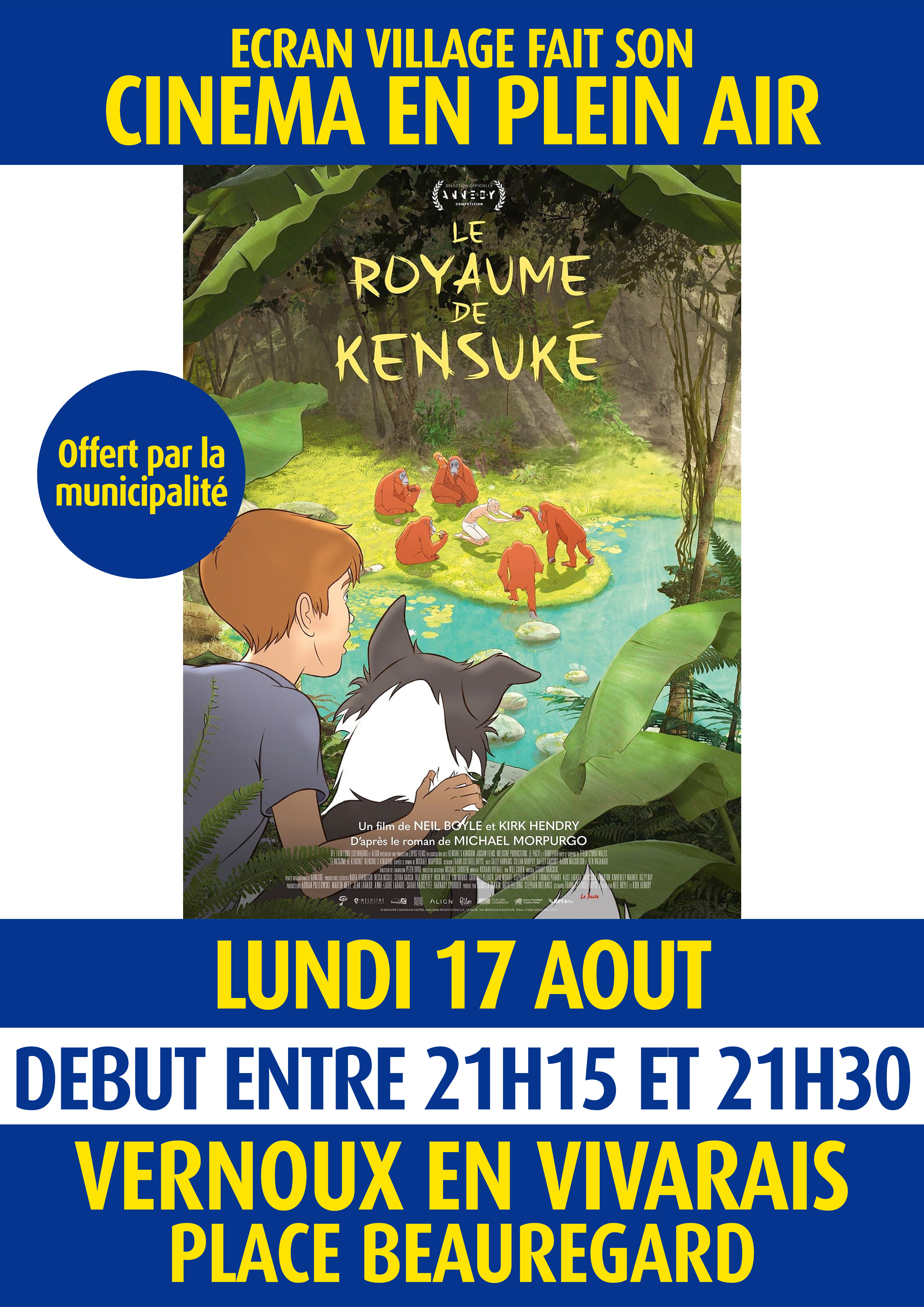 Projection cinéma en plein air du film "Le Royaume de Kensuké" | ciné-jeunesse
