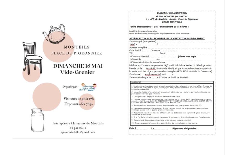Vide grenier APE MONTEILS