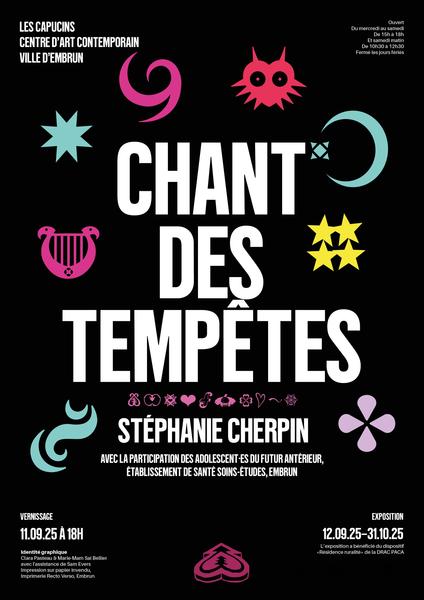 Exposition 'Chant des tempêtes' de Stéphanie Cherpin - © Identité graphique : Clara Pasteau & Marie-Mam Sai Bellier Exposition 'Chant des tempêtes' de Stéphanie Cherpin - © Identité graphique : Clara Pasteau & Marie-Mam Sai Bellier