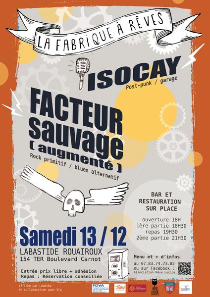 Concert d'Isocay et Facteur Sauvage (Augmenté) à la FAR 