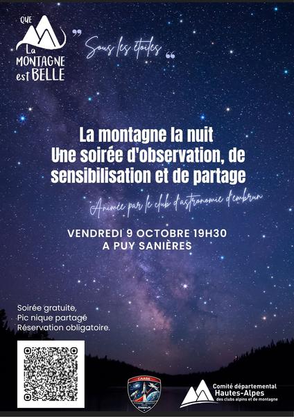 Une soirée d'observation,  de sensibilisation et de partage 'La montagne la nuit '
