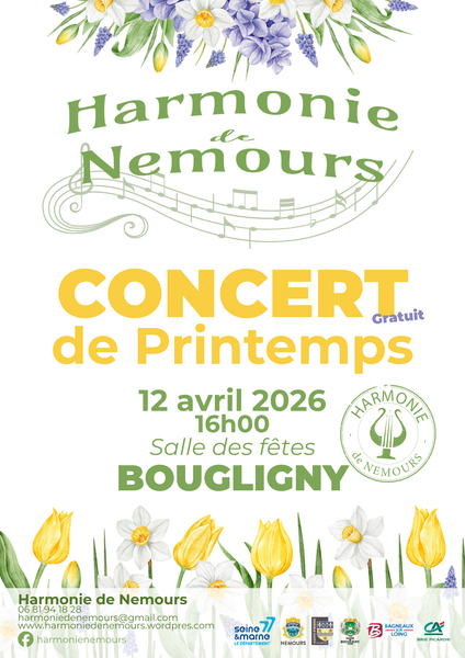 Affiche concert Harmonie de Nemours à Bougligny