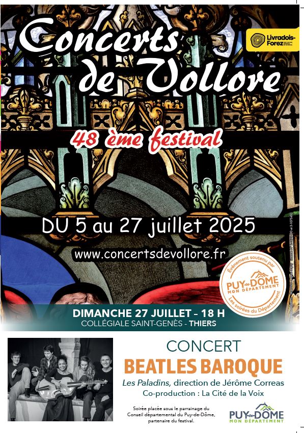 Soirées du Département 2025 - Conseil Départemental du Puy-de-Dôme - Festival Concerts de Vollore Beattles baroque