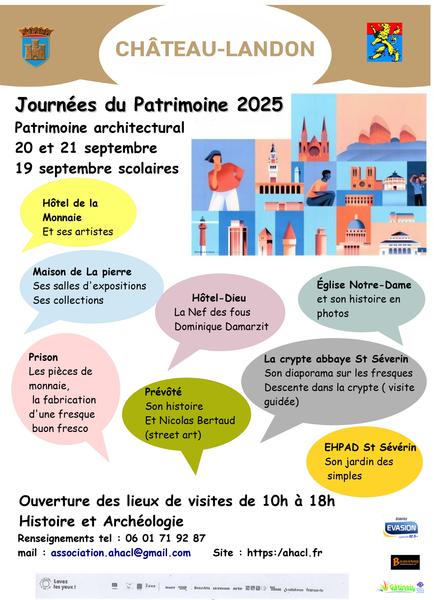 JEP Histoire et Archéologie 19 au 21 sept 2025 Château-Landon
