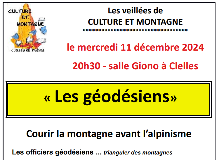 Veillée conférence "Les géodésiens, Courir la montagne avant l’alpinisme" par B…