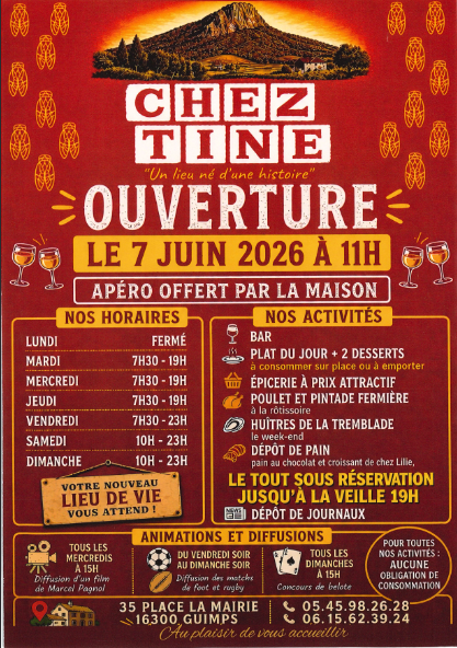 Ouverture du restaurant Chez Tine à Guimps
