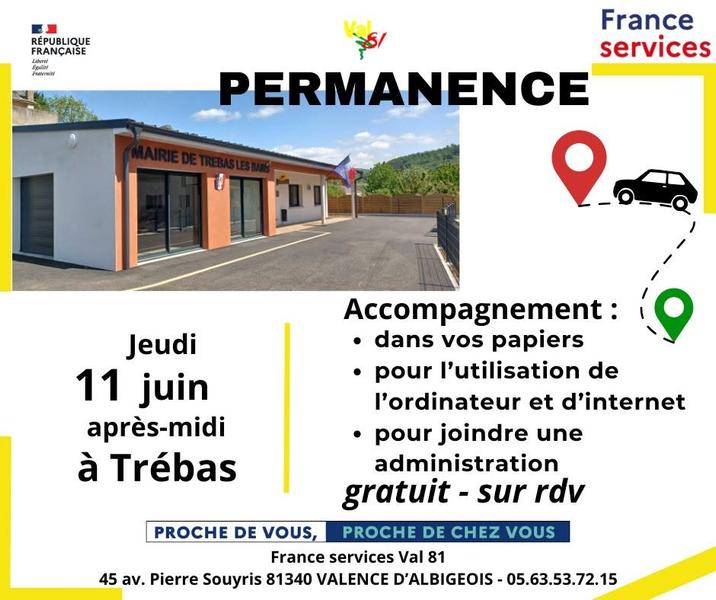 Permanence à Trébas - France Services Val81