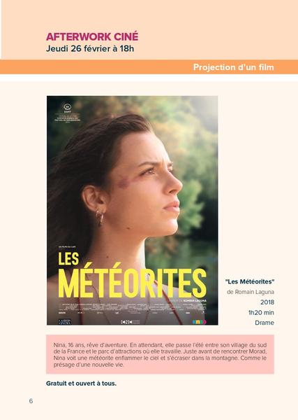 Afterwork cin&eacute; Les M&eacute;t&eacute;orites de Samuel Laguna