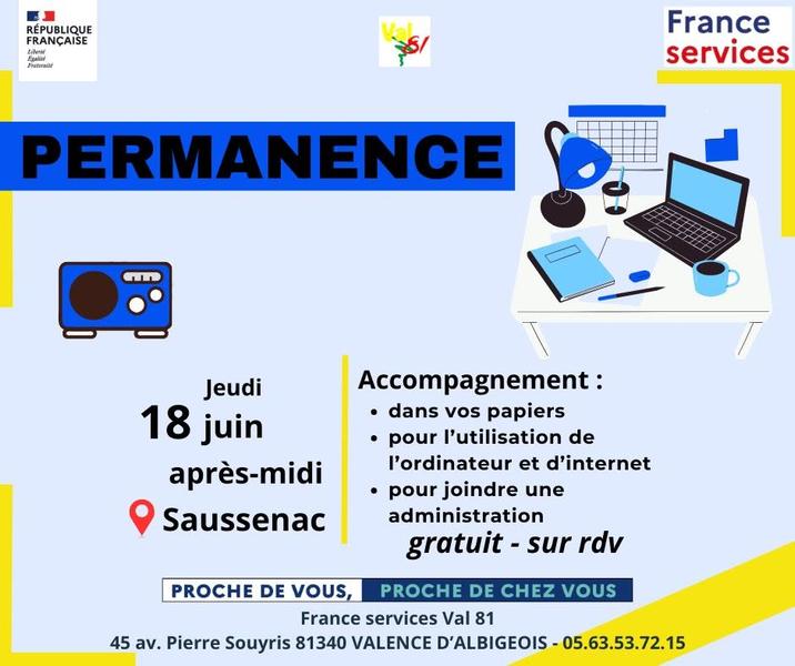 Permanence à Saussenac - France Services Val81