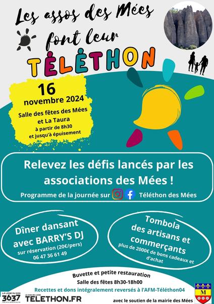 Les assos des Mées font leur Téléthon Le 16 nov 2024