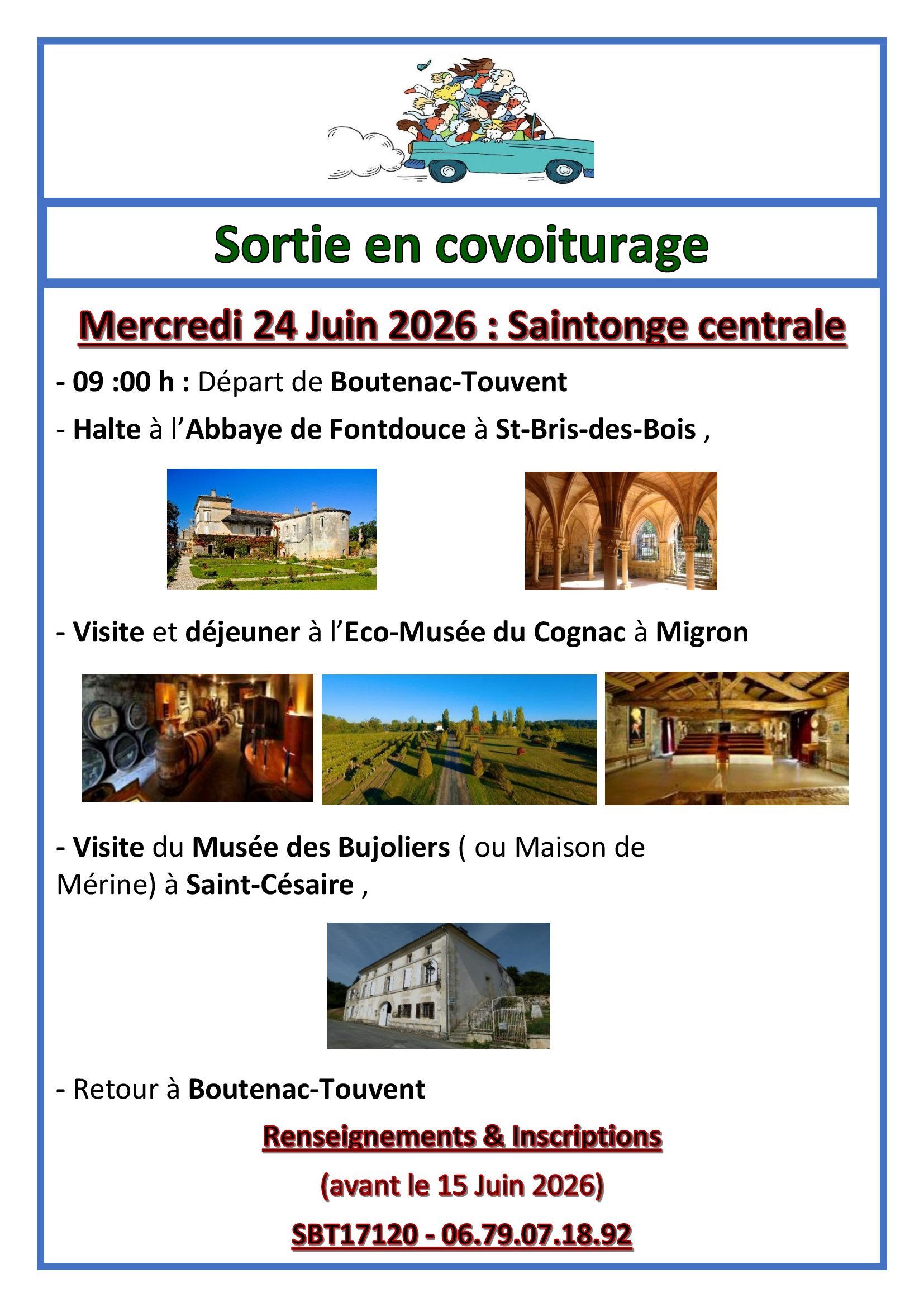 Sortie covoiturage : Saintonge centrale