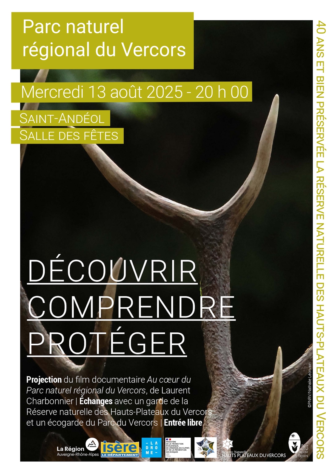 Projection du film "Au coeur du Parc naturel régional du Vercors" suivi d'un éc…