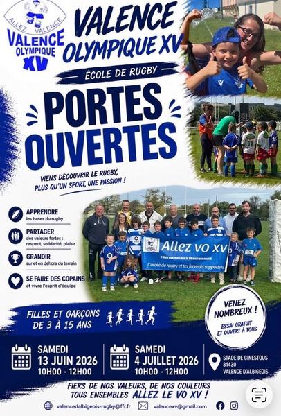 Portes ouvertes de l'école de rugby Valence Olympique XV
