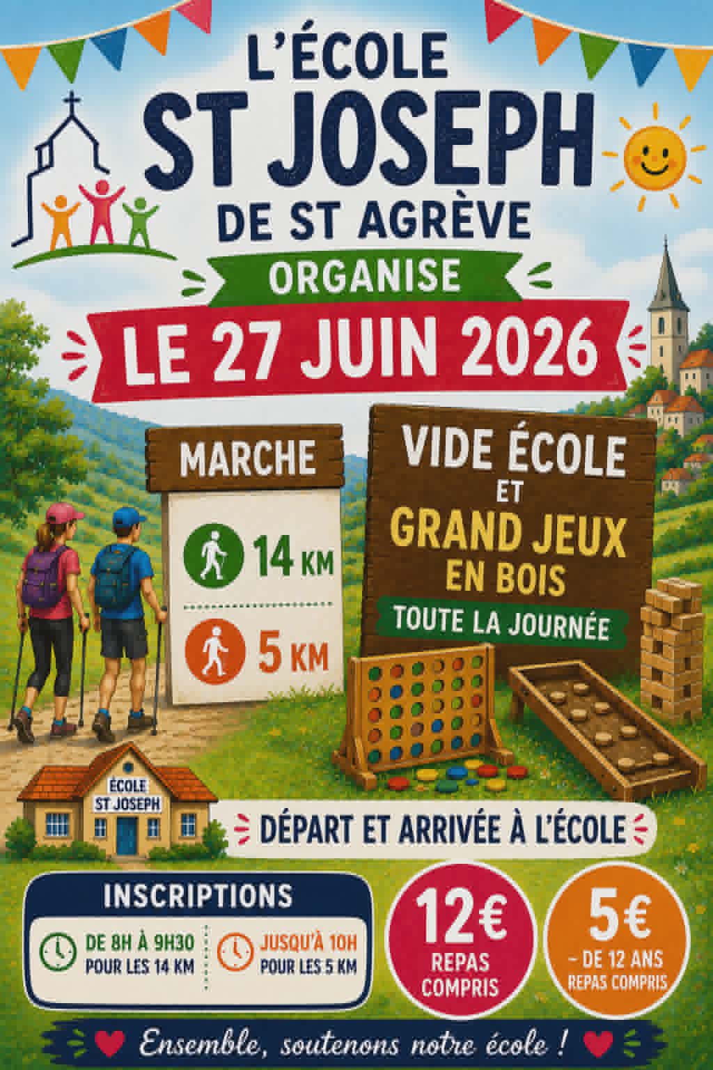 Marches, vide-école et jeux en bois