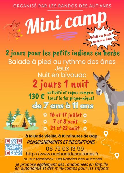 Mini-camp et nuit en tente avec un âne_La Bâtie-Vieille - © Mini-camp et nuit en tente avec un âne_La Bâtie-Vieille