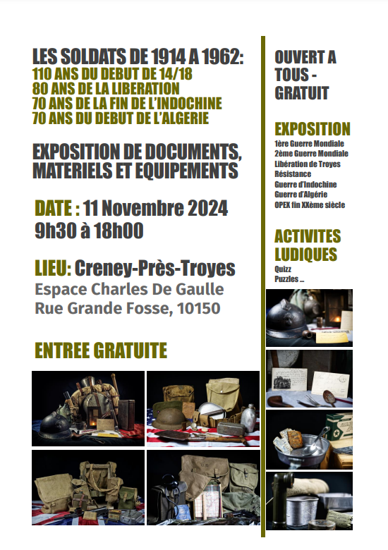 EXPOSITION "LES SOLDATS DE 1914 À 1962"