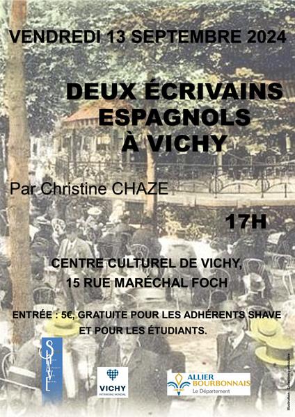 Conférence de la Shave : deux écrivains espagnols à Vichy, par Christine Chaze