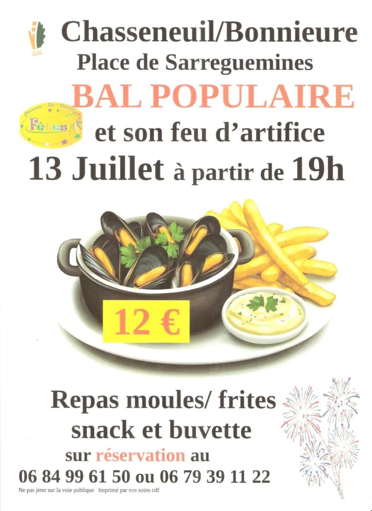 Bal populaire repas moules/frites