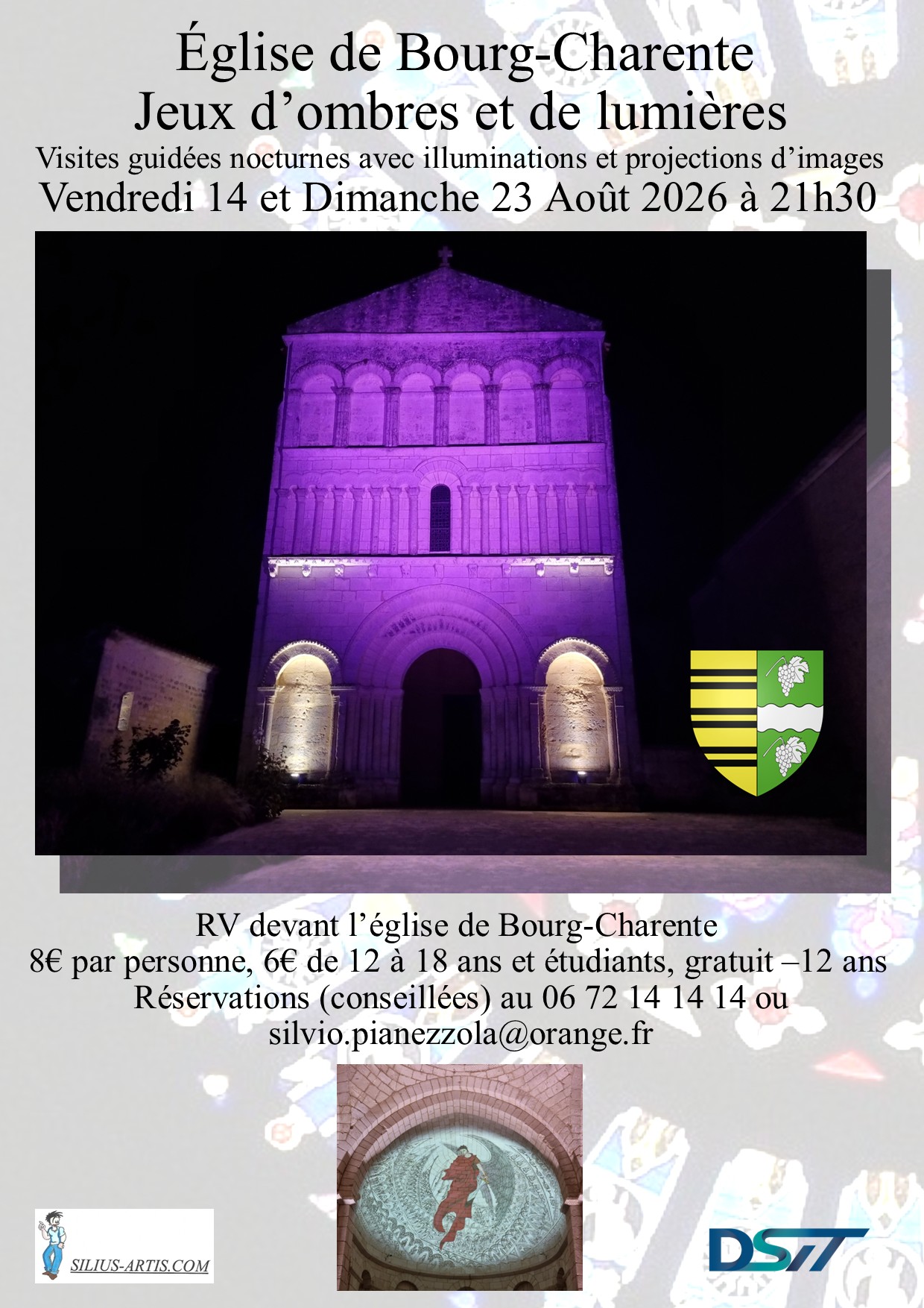 Visites nocturnes et illuminations de l'église de Bourg-Charente