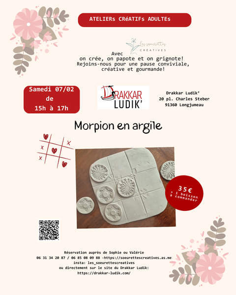 Atelier morpion en argile en duo parent/enfant