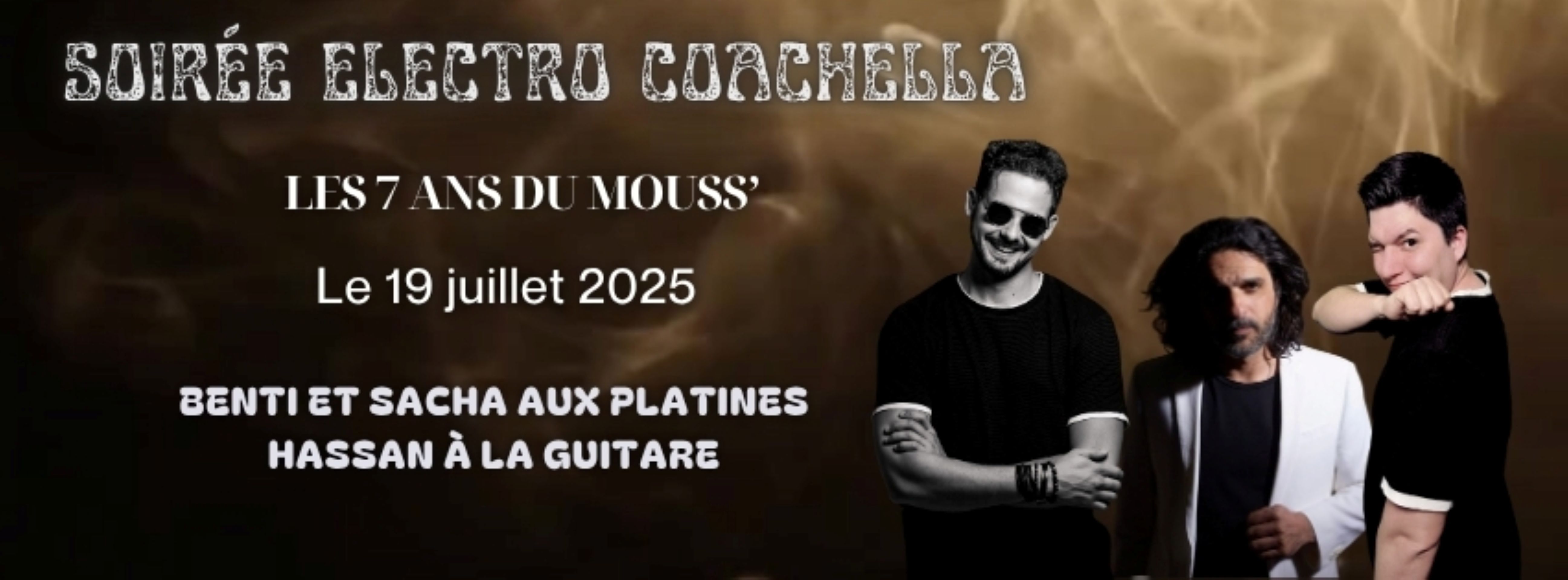 Affiche pour la soirée electro Coachella pour les 7 ans du Oh Mouss'Aillons à Arandon-Passins