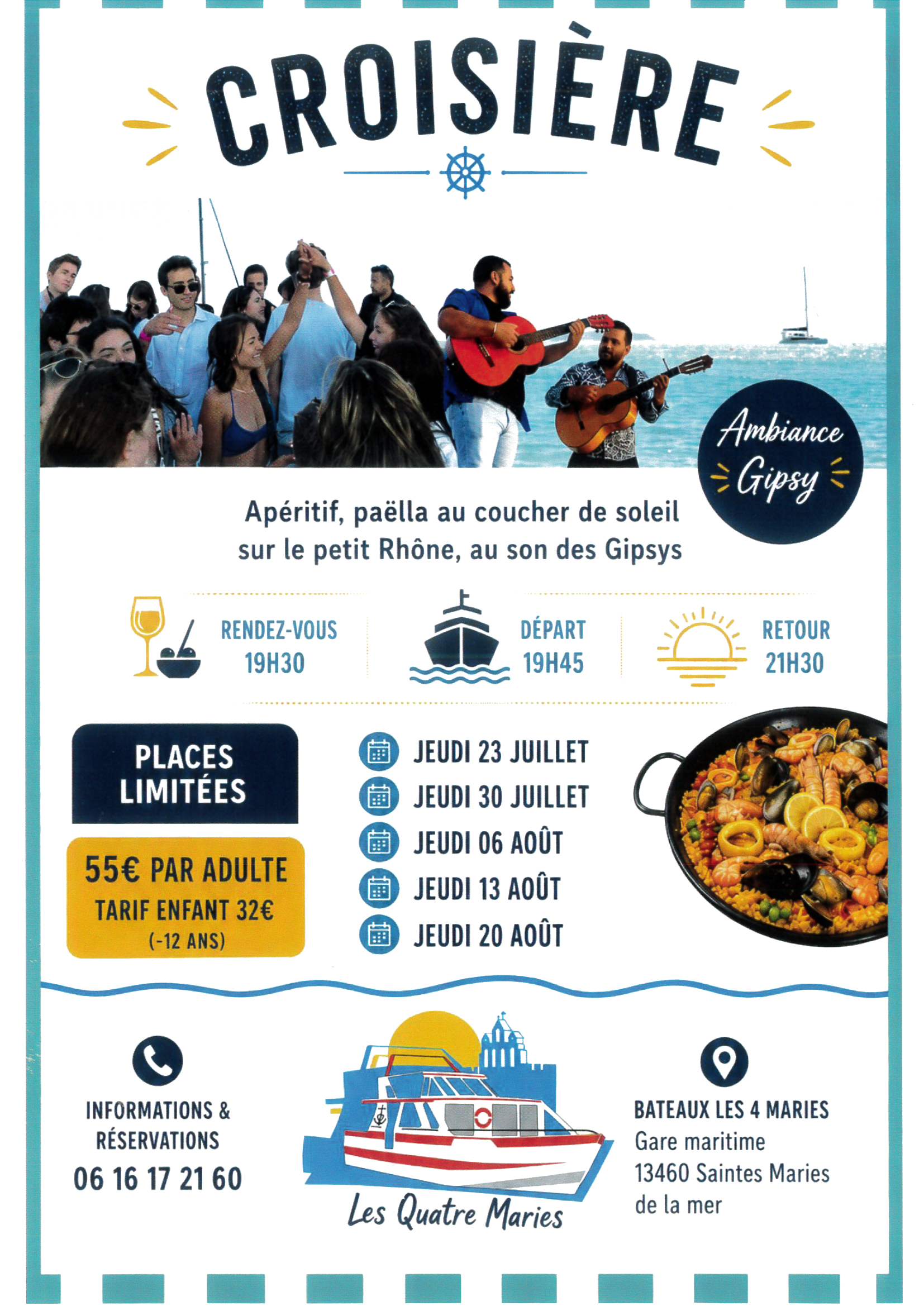 Croisière « Apéritif, Paëlla, Coucher du Soleil » au son des Gipsys