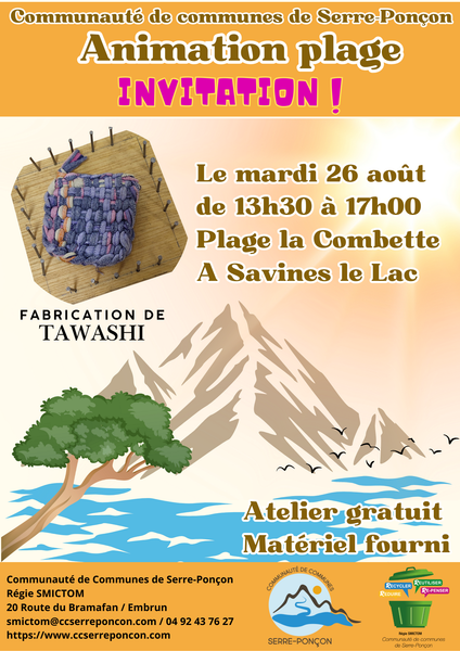 Animation plage de la Combette - © CC Serre-Ponçon Animation plage - Atelier de sensibilisation - © CC Serre-Ponçon